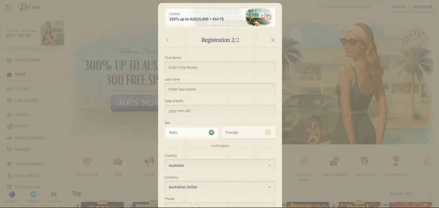 vipluck-registration-page